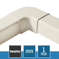 DIVERSITECH 1101-0704-01 Curva Piana 90° CP Split 25x25 A per Canaline di Servizio Canalsplit Bianco Avorio - 1 pz