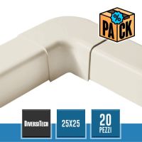 DIVERSITECH 1101-0704-01 Curva Piana 90° CP Split 25x25 A per Canaline di Servizio Canalsplit Bianco Avorio - Conf. 20 pz