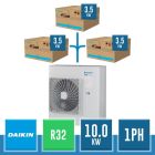 Sistema TRIPLE Daikin Sky Air Advance R32 con Unità Esterna RZASG100MV 10.0 kW Monofase + 3 Unità Interne 3.5 kW