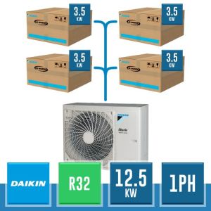 Système DOUBLE TWIN Daikin Sky Air Alpha R32 avec Unité Extérieure RZAG125NV1 12.5 kW Monophasée + 4 Unités Internes 3.5 kW
