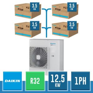 Système DOUBLE TWIN Daikin Sky Air Advance R32 avec Unité Extérieure RZASG125MV 12.5 kW Monophasée + 4 Unités Internes 3.5 kW