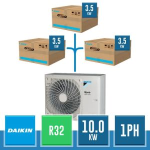 Système TRIPLE Daikin Sky Air Alpha R32 avec Unité Extérieure RZAG100NV1 10.0 kW Monophasée + 3 Unités Internes 3.5 kW